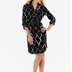 The Limited Black and White Geometric Long Sleeve Dress